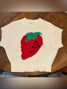 Maeve Anthropologie Pippa Cap Sleeve Strawberry Sweater
